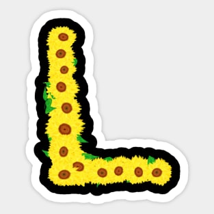 Sunflowers Initial Letter L (Black Background) Sticker